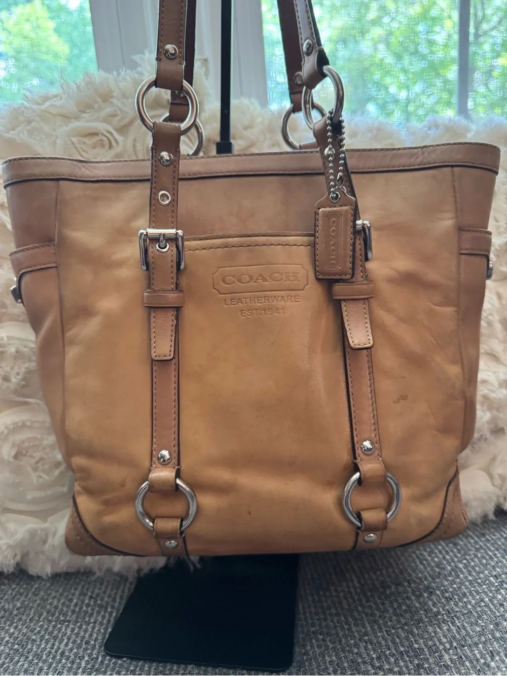 Coach Leatherware Leather F11524 Cognac Glove-Tanned Leather Shoulder ZipTop Bag